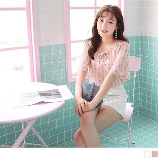 Stripes X Icon Ruffle Blouse