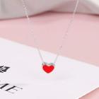 Heart Pendant Necklace Ns231 - Red Heart - Silver - One Size