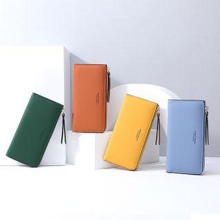 Faux Leather Zipped Long Wallet