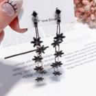 Rhinestone Fringed Earring 1 Pair - Black - One Size