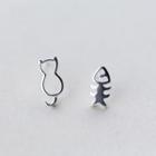 925 Sterling Silver Non Matching Fish Earrings