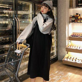 Raglan Long-sleeve Half-zip Midi Pullover Dress