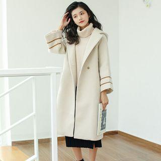 3/4-sleeve Hooded Long Coat