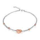 14k Rose And White Gold Hollow Heart Anklet (23.5cm)