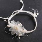 Faux Pearl Floral Bridal Hair Band White - One Size