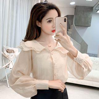 Layered Collar Lantern-sleeve Chiffon Blouse