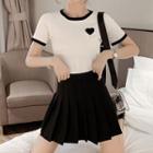 Set: Short-sleeve T-shirt + Pleated Mini Skirt