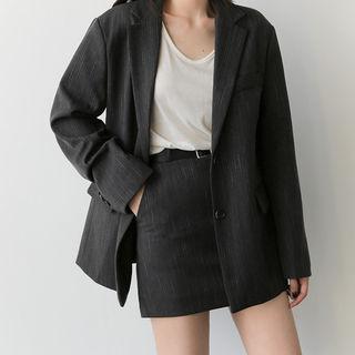 Set: Single-breasted Striped Jacket + Pencil Skirt
