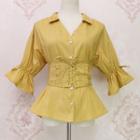 Elbow-sleeve Shirt With Belt