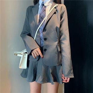 Set: Blazer + Striped Shirt + A-line Skirt