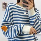 Long-sleeve Round-neck Striped Sweatshirt