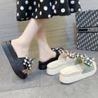Checkerboard Bow Platform Slide Sandals