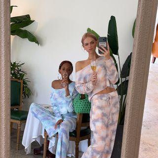 Dyed Set: Ribbed Crop Top + Drawstring Pants