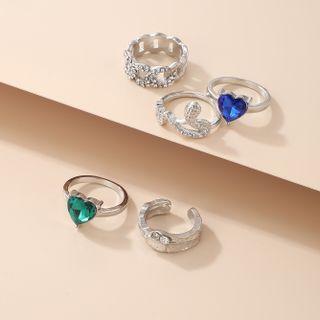 Set Of 5: Ring 19951 - Set Of 5 - Silver - One Size