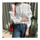 Laced Pin-tuck Front Blouse