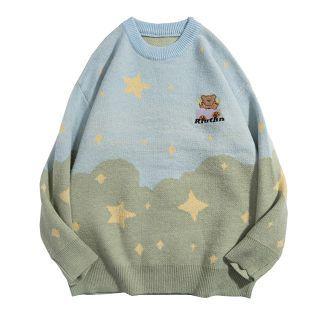 Two-tone Star Print Sweater