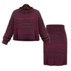 Set: Cropped Sweater + Mini Knit Skirt