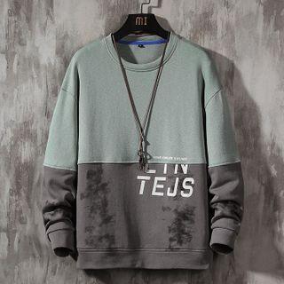 Lettering Print Two-tone Sweatshirt