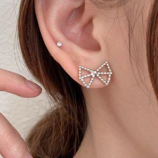 Bow Sterling Silver Earring 1 Pair - Bow - Silver - One Size