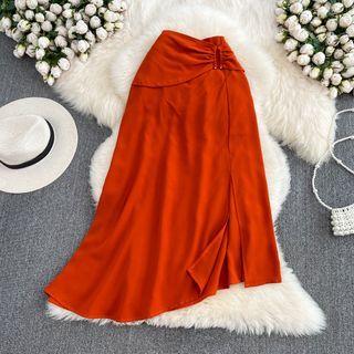 High Waist Asymmetrical Slit Skirt