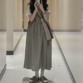 Short-sleeve Shirt / Midi Overall Dress