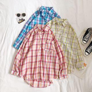 Long-sleeve Plaid Button-down Shirt
