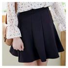 Band-waist Pleated Mini Flare Skirt