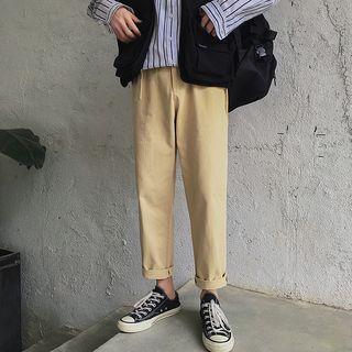 Belted Baggy Straight-fit Pants