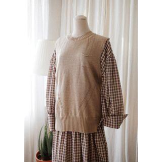 Linen Blend Pointelle-knit Vest