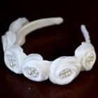 Wedding Flower Faux Pearl Headband Stain Flower Headband - White - One Size