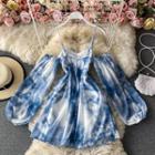 Cold Shoulder Tie Dye Mini Dress