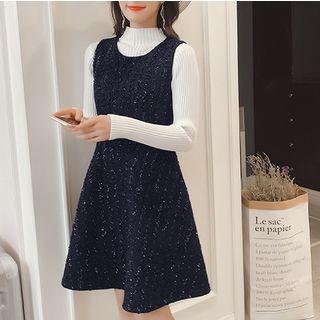 Set: Knit Top + Sleeveless A-line Dress