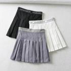 Lettering Mini A-line Pleated Skirt
