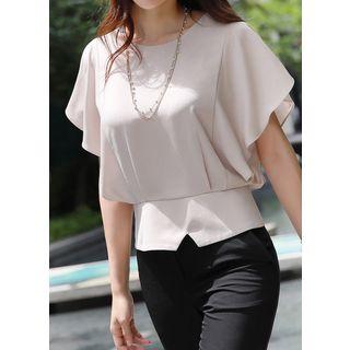 Ruffle-sleeve Button-back Blouse
