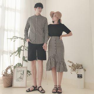 Couple Matching Plaid Shirt / Shorts / Midi Skirt