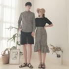 Couple Matching Plaid Shirt / Shorts / Midi Skirt