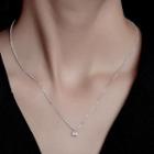 Rhinestone Pendant Sterling Silver Necklace 1pc - Silver - One Size