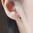 925 Sterling Silver Panda Earring 1 Pair - As Shown In Figure - One Size
