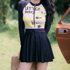 Long-sleeve Bee Print Swimdress
