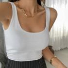 Square-neck Fitted Tank Top