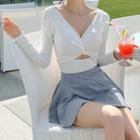 Long-sleeve Open-back Swimdress