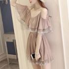 Cold-shoulder Chiffon Playsuit