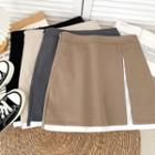 High-waist Two Tone Split Mini Skirt