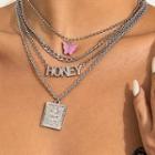 Set: Pendant Necklace + Butterfly Necklace + Lettering Necklace + Necklace