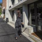 Belted Pinstriped Jumpsuit