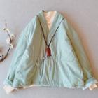 Frog Buttoned Padded Linen Jacket