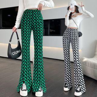 Patterned High Waist Bootcut Pants