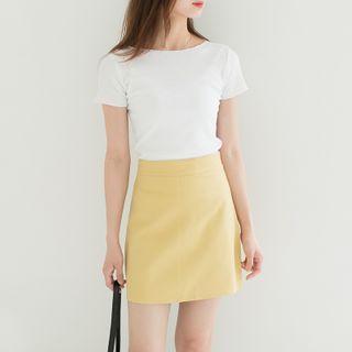 Flower Trim Wavy Collar Short-sleeve T-shirt