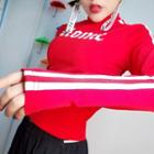 Long-sleeve Lettering Slim Fit T-shirt