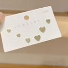 Set Of 6: Heart Alloy Earring 6 Pcs - Gold - One Size